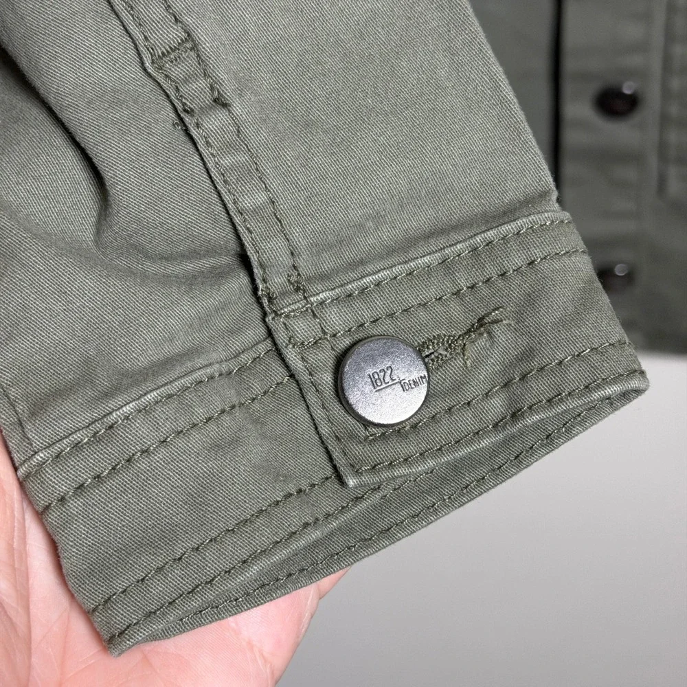 1822 Denim Womens Olive Green Utility Field Jacket Cotton Stretch Size M